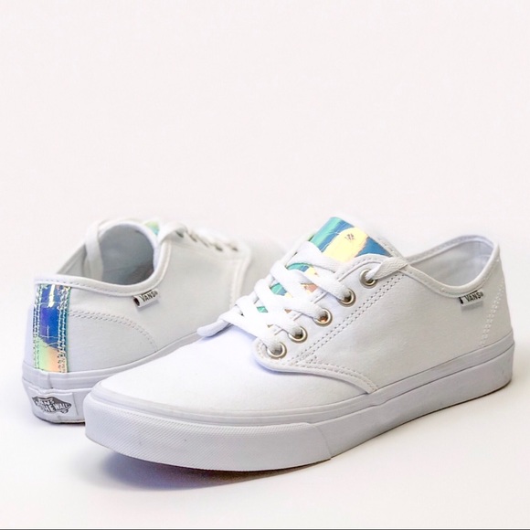 white iridescent vans